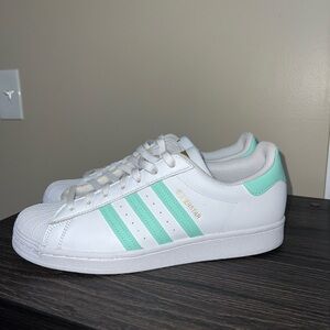 Size 10.5 - Adidas Superstar White Clear Mint